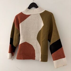 70s inspired cropped mockneck sweater